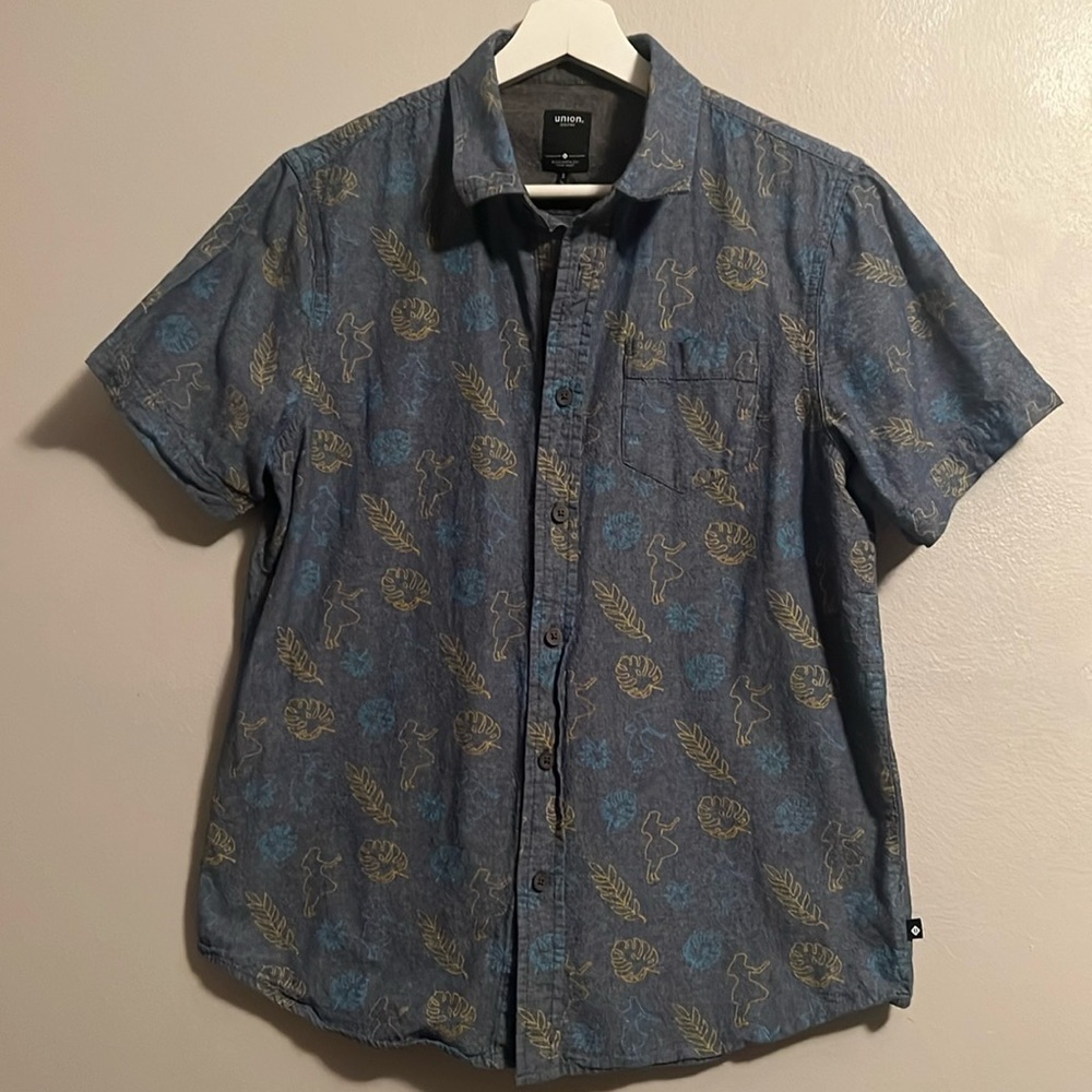 Union - Casual blue Shirt yellow leaves
